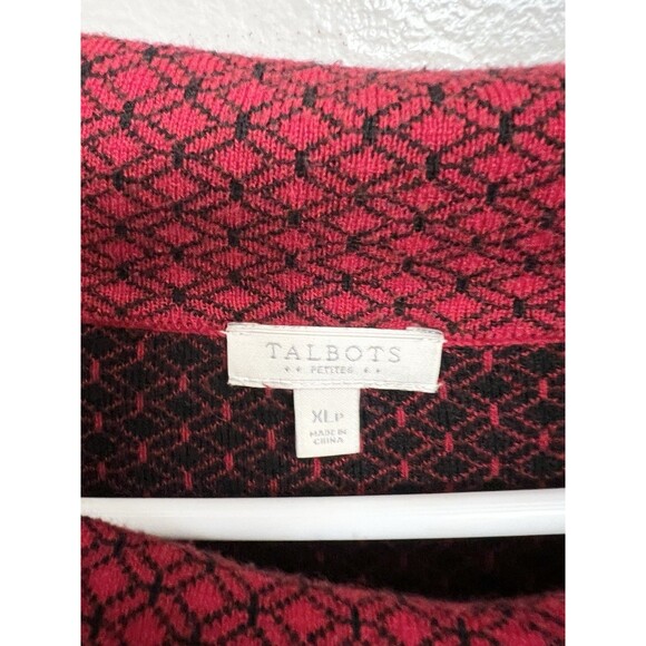 Talbots Size XP XLP Top Knit sweater Shirt 3/4 Sleeve Loose Turtleneck Red Black - Picture 5 of 8